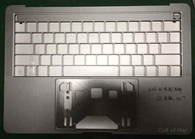 Leaked photo reportedly shows the top of the next MacBook Pro keyboard chassis