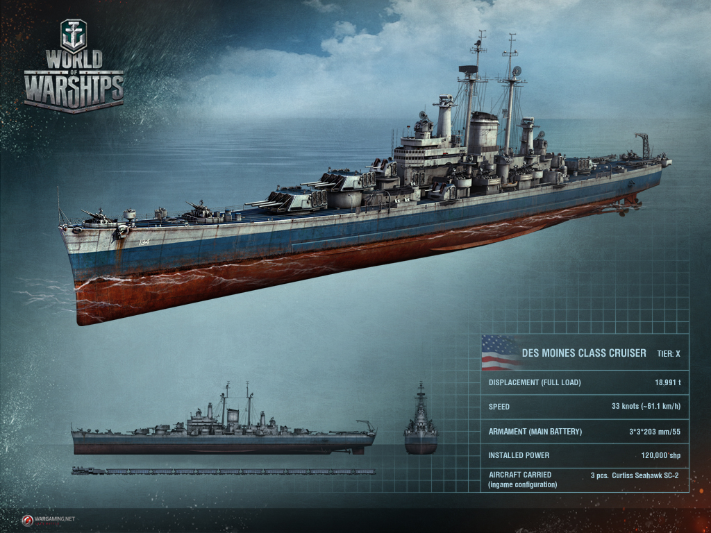 The Des Moines is one of the most powerful heavy cruisers in World of Warships.