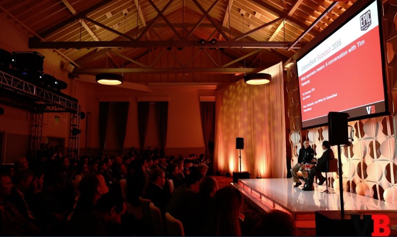 Tim Sweeney of Epic Games with Dean Takahashi at GamesBeat Summit 2016.