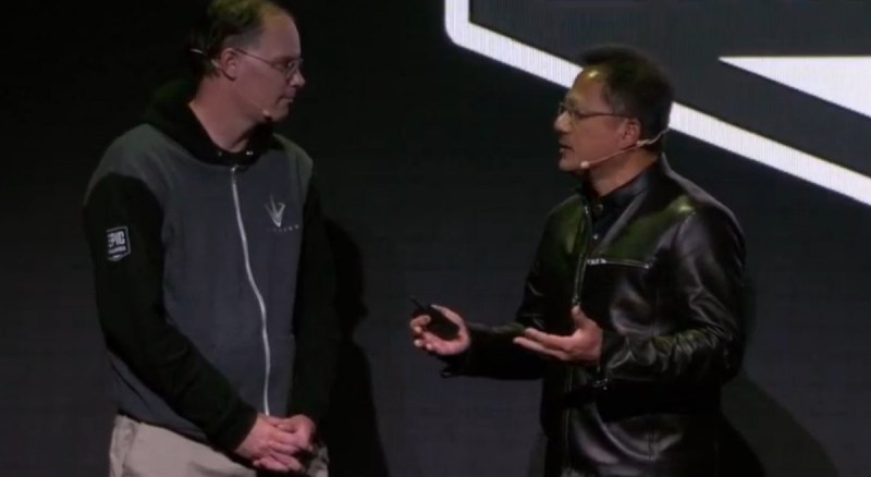 Tim Sweeney of Epic Games with Jen-Hsun Huang of Nvidia.