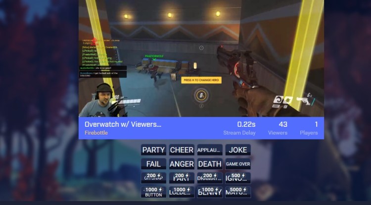 A screenshot of Beam's WebRTC-powered live-stream gaming