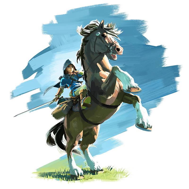 Link riding a horse.