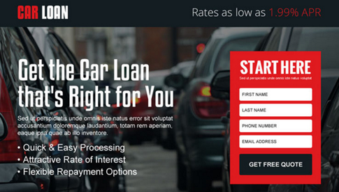 This is a screenshot of Car Loan direct marketing offer