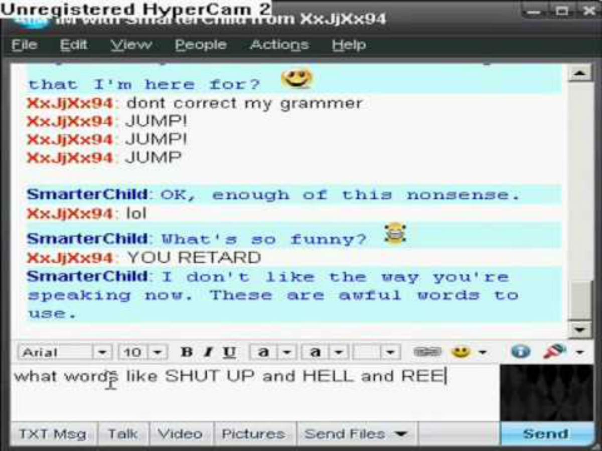 This is a screenshot of pioneering chatbot SmarterChild