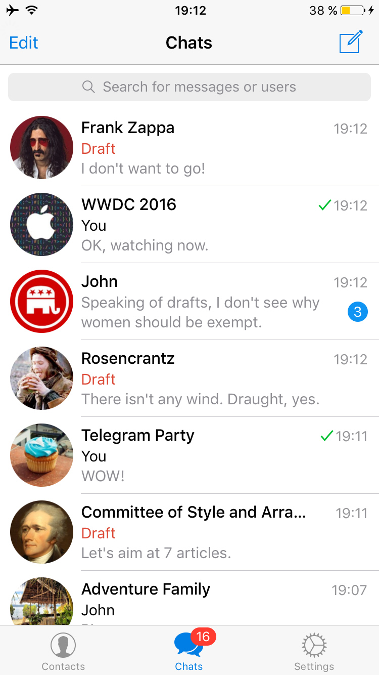 Draft messages in Telegram.