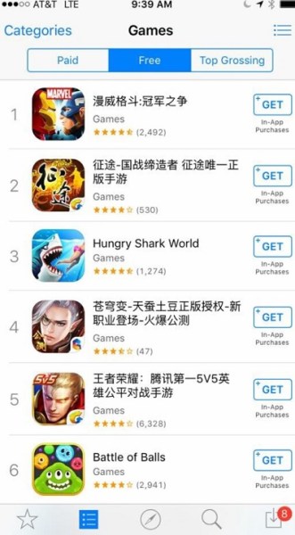 Kabam's Marvel game hit No. 1 on iOS in the top downloads.