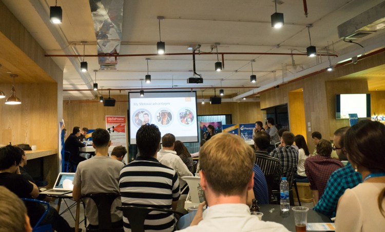 A startup pitch session