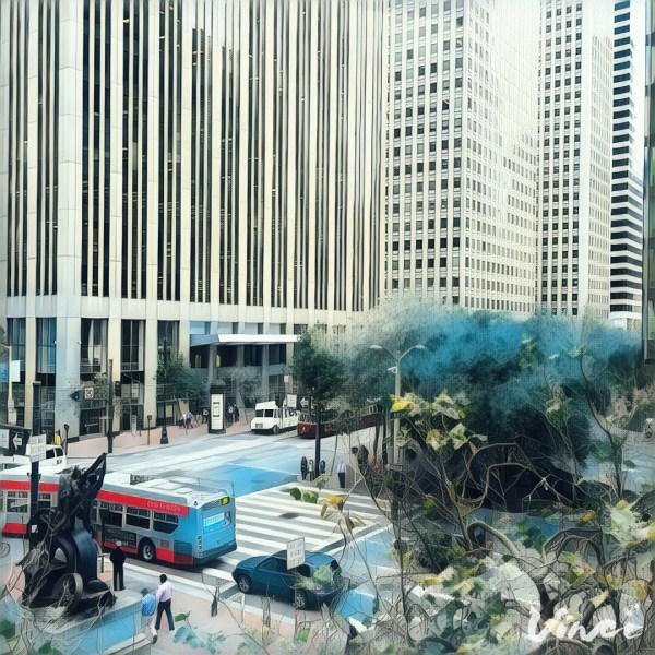 Looking out the window toward Market Street at VentureBeat offices in San Francisco. This photo was modified with the Mystic filter on Vinci iOS app. Credit: Khari Johnson