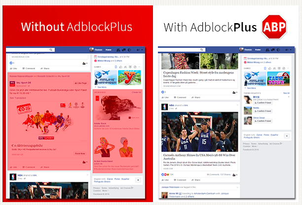 Adblock Plus as used on Facebook pages August 11,2016.