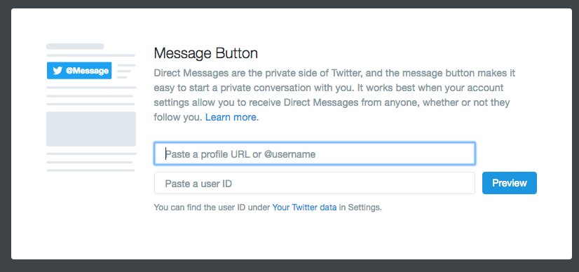 Embedding Twitter Message Buttons