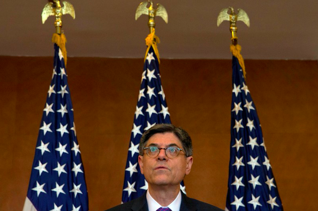 This is a photo of U.S. Secretary of the Treasury Jack Lew attends a news conference at the close of the G20 Finance Ministers and Central Bank Governors meeting in Chengdu in Southwestern China's Sichuan province, Sunday, July 24, 2016.