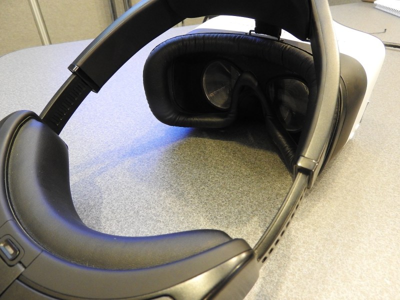 The Project Alloy headset has a big battery pack in the back.