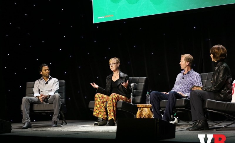 Creativity and diversity panelists (left to right) Ru Weerasuriya of Ready At Dawn Studios, Megan Gaiser of Contagious Creativity, Michael Condrey of Sledgehammer Games, and moderator Nicole Lazzaro of XEO Design.