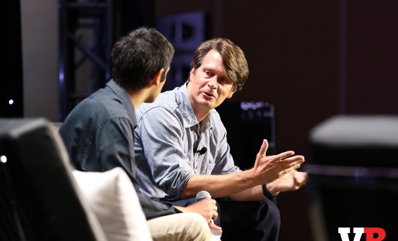 Paresh Dave of the LA Times with John Hanke of Niantic Labs at GamesBeat 2016.