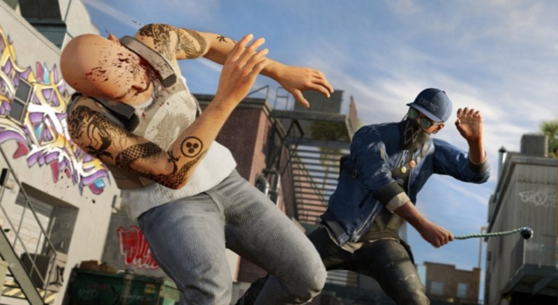 Marcus Holloway lands a punch in Watch Dogs 2.