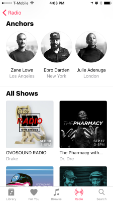 Apple Music radio anchors screenshot