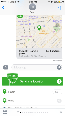 Citymapper's iMessage app at work in Messages.