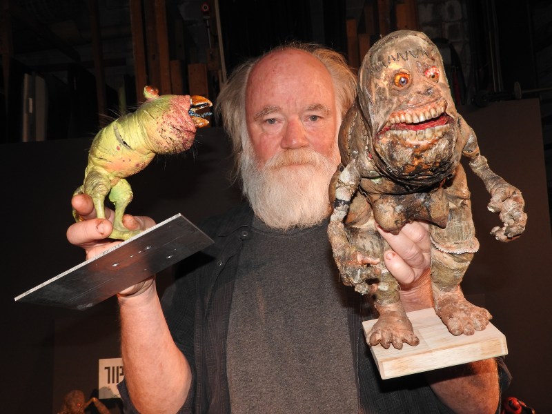 Phil Tippett, founder of Tippett Studio, shows off creatures he hand-crafted for HoloGrid: Monster Battle.