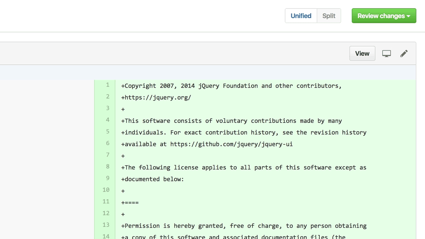 Part of the new reviewing experience in GitHub.