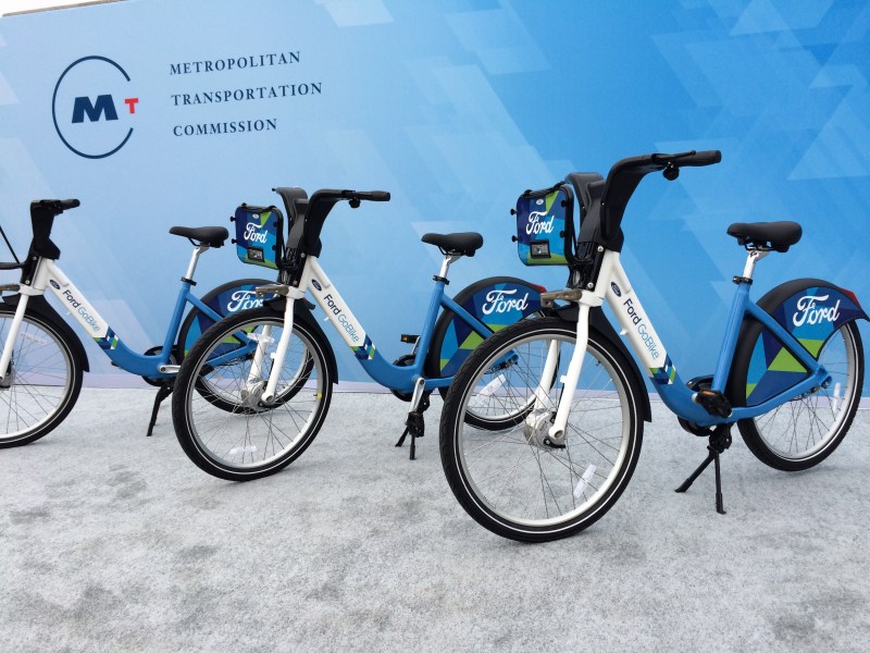 FordGoBikes by Mobility on stage at a Ford press conference held in Civic Center Plaza in San Francisco Sept. 9, 2016. 