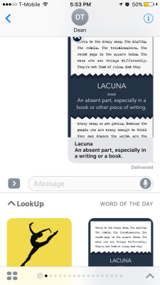 LookUp's iMessage app.