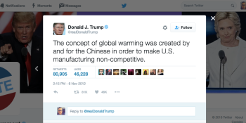 Trump’s climate-change conspiracy was the most retweeted tweet during the first debate