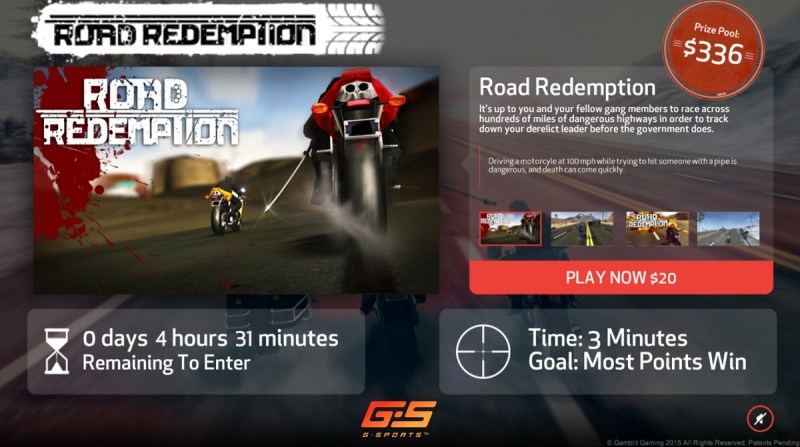 If you can get the best score, you can win real money in Road Redemption in Gamblit's G-Sports platform.