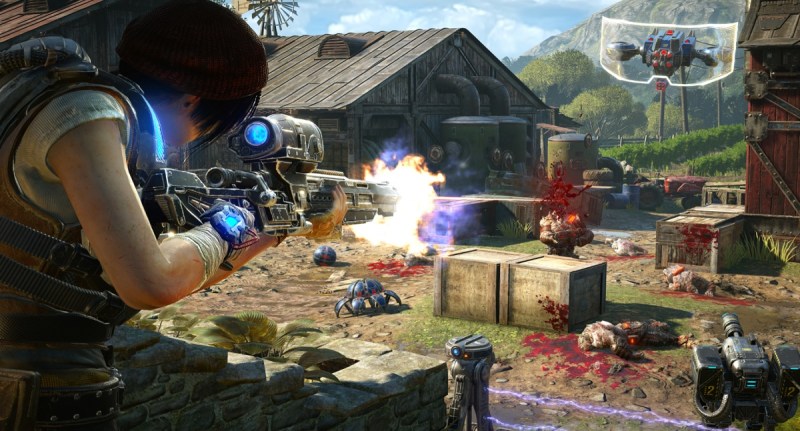 The sniper takes down the big targets in Gears of War 4's Horde 3.0 co-op mode.