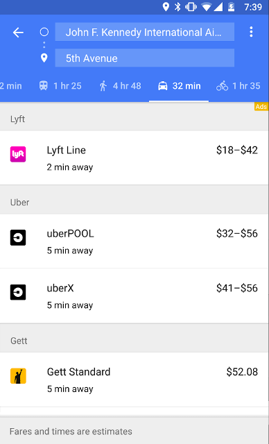 Google Maps: Ride-sharing