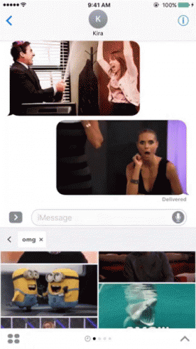 Adding GIF-turned-stickers to conversations in iMessage using Tenor.