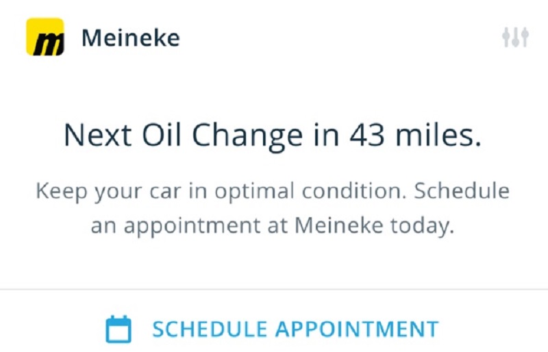 Vinli app from Meineke tells you when you need an oil change.