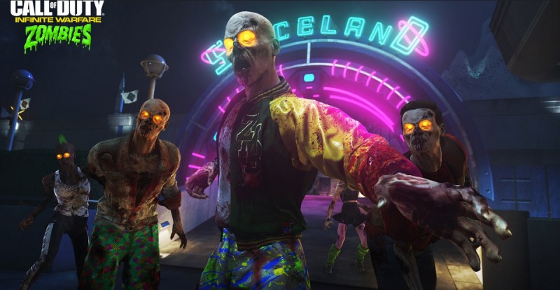 Zombies has a realistic art style, with a ton of color splashed all over it.