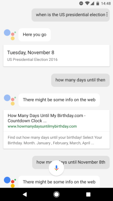 The Google Assistant on the Pixel fields questions about the U.S. presidential election.