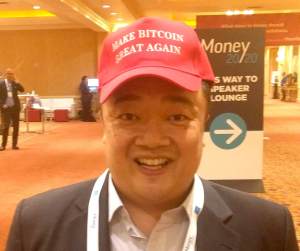 Bobby Lee of BTCC wears a hat that says "Make Bitcoin Great Again."