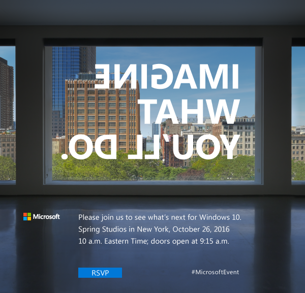 The invitation to Microsoft's October 26, 2016, event in New York.