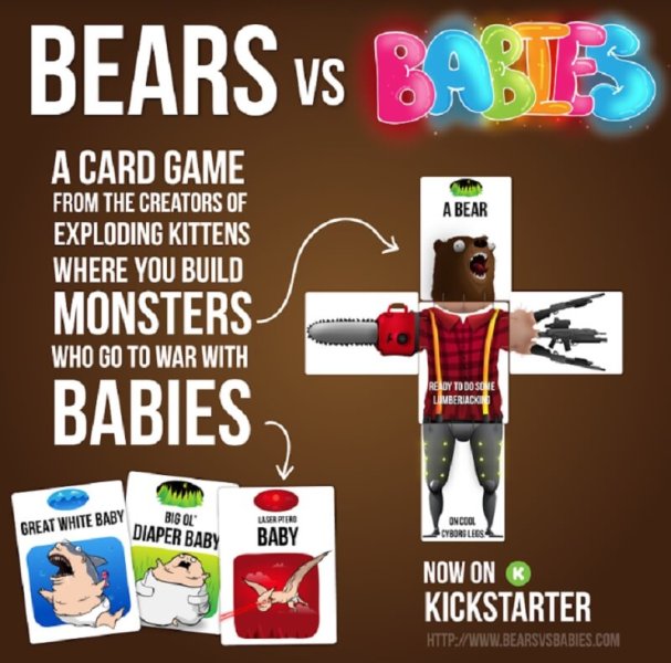 Bears vs Babies pits creatures against battling babies.