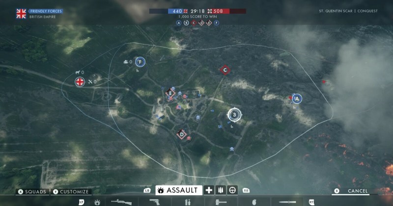 The Mont Saint-Quentin map in Battlefield 1.