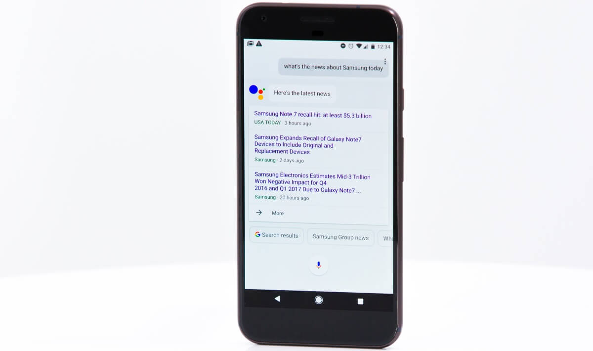 The Google Assistant on the Google Pixel XL.