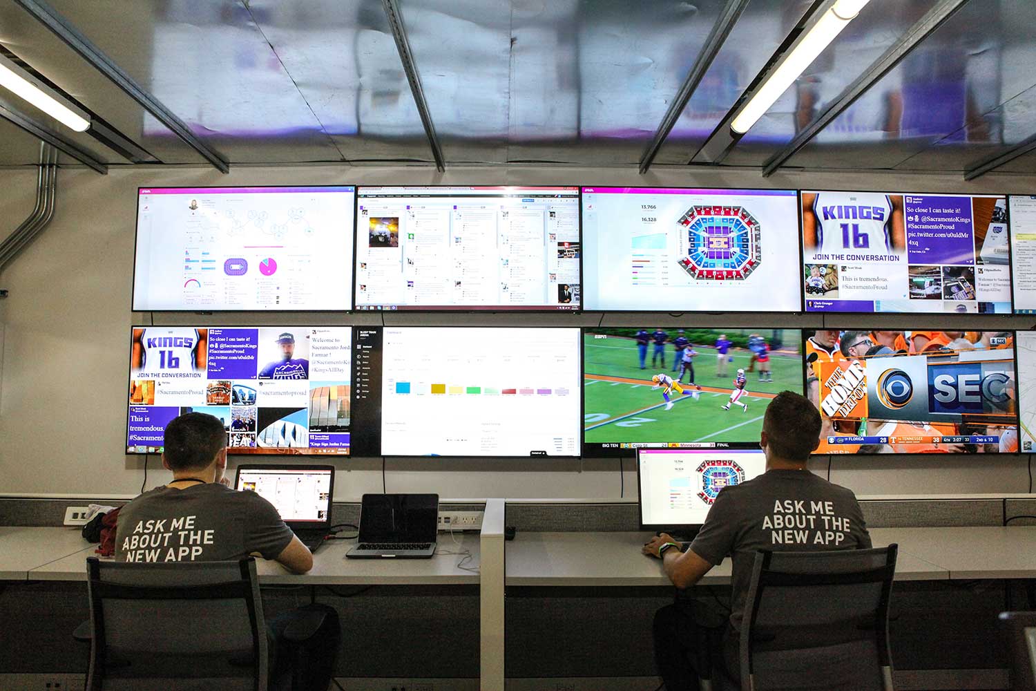 The Sacramento Kings' command and mission control in the Golden 1 Center.