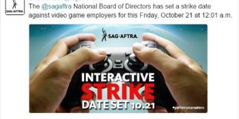 Actors group could start strike against video game publishers on October 21