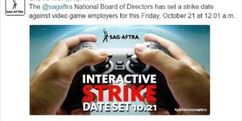 Actors group could start strike against video game publishers on October 21