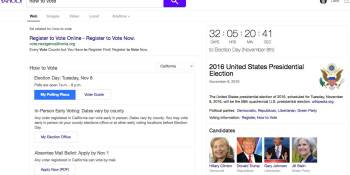 Yahoo Search now displays voter registration and presidential candidate information