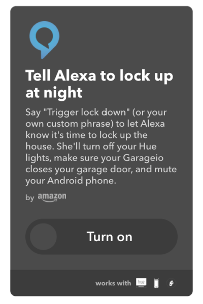 Applets - Multi Action - Tell Alexa to lock up at night