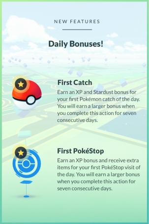 An example of bonuses in Pokémon Go.