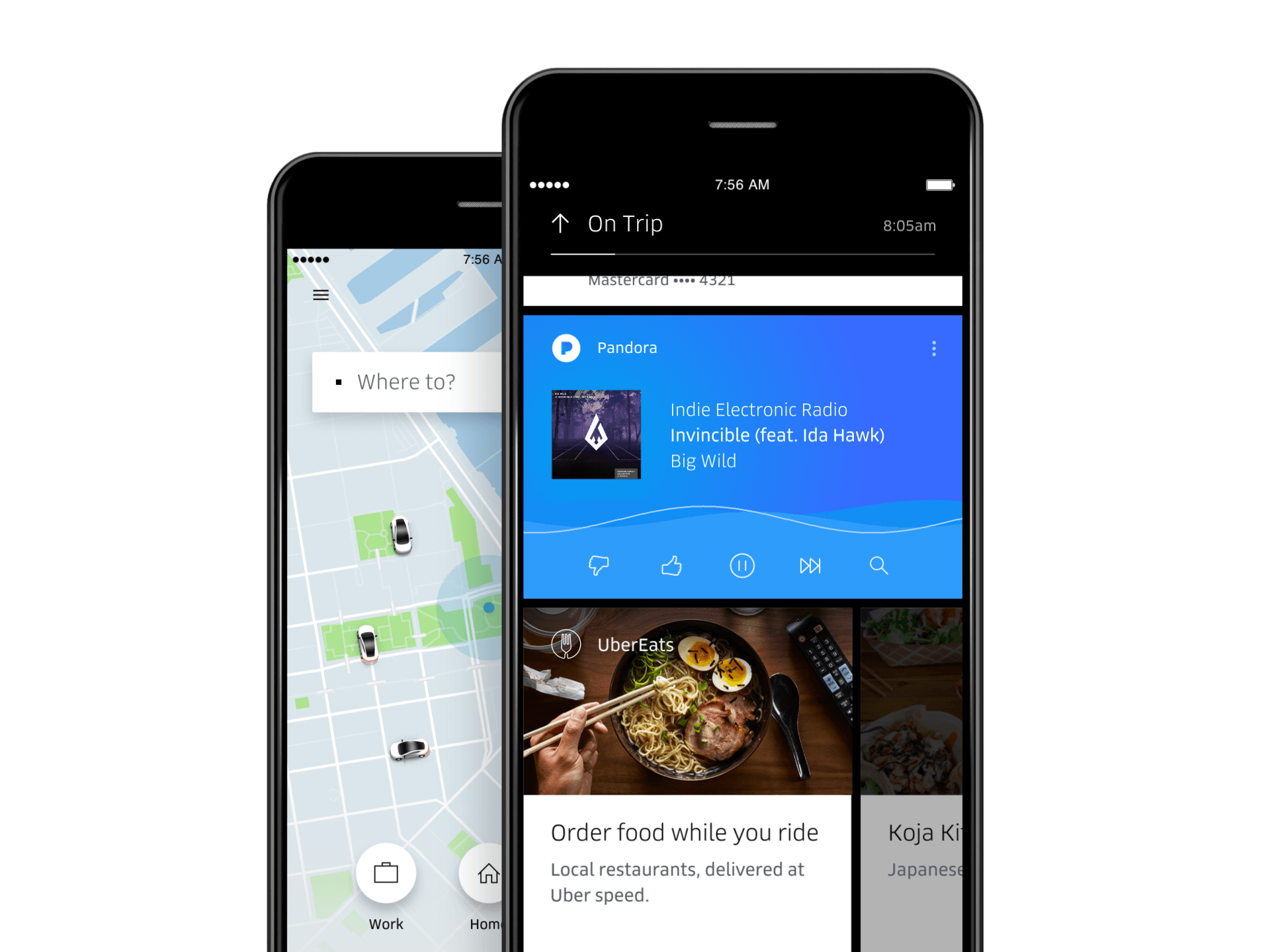 Uber redesigned app on trip