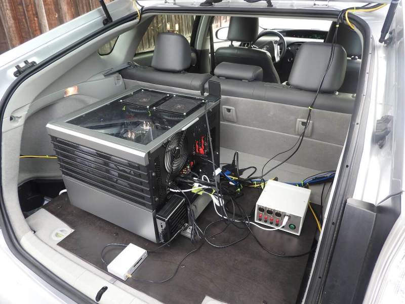 Nvidia-based desktop computer in the trunk of AImotive's car.