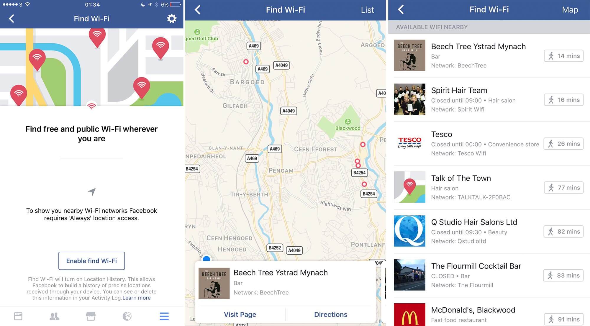 Facebook Wi-Fi discovery feature