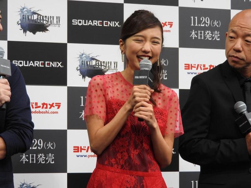 A Japanese actress and comedians spoke at the Final Fantasy XV launch.