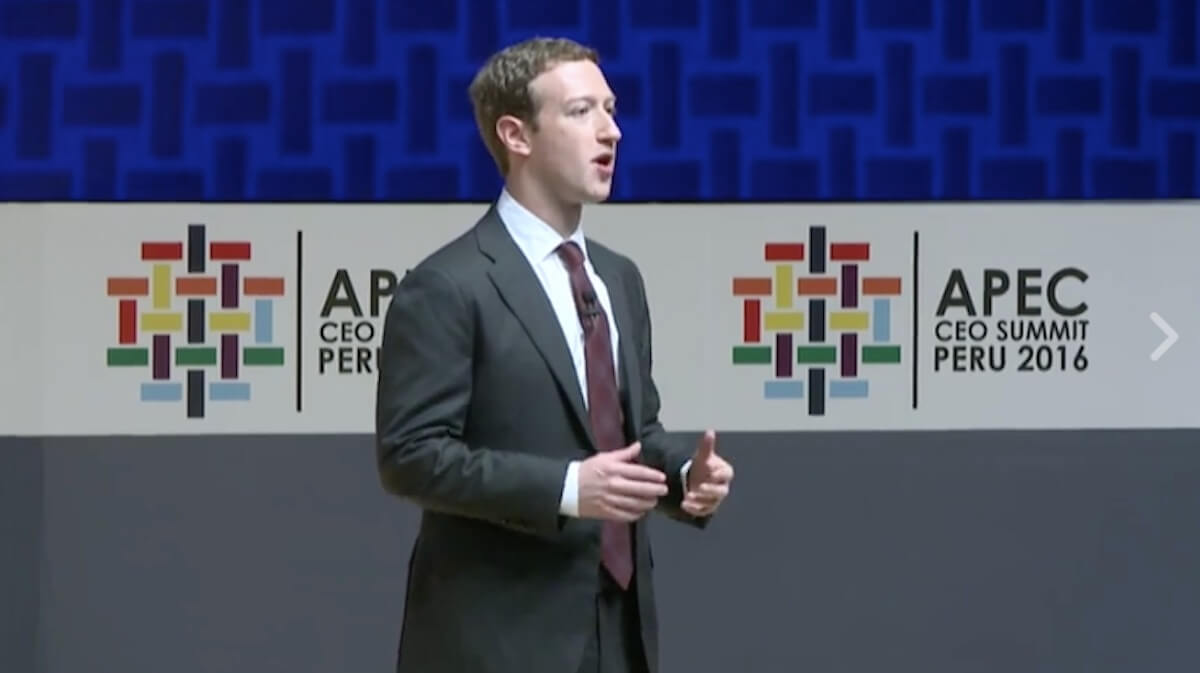 Speaking at the Asia-Pacific Economic Cooperation CEO Summit on November 19, 2016, Facebook cofounder and CEO Mark Zuckerberg vowed , "We also need to do our part to stop the spread of hate and violence and misinformation."