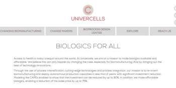 Belgian biotech company Univercells awarded $12 million grant